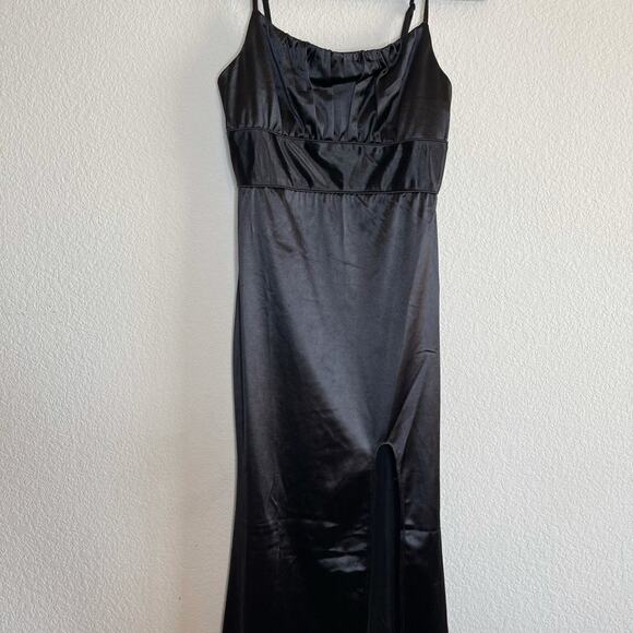 Lulus satin high slit gown - Picture 6 of 13
